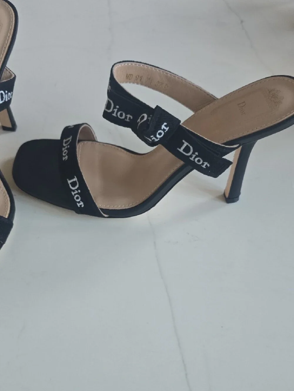 Dior Black Logo Strap Heeled Sandals Size 37